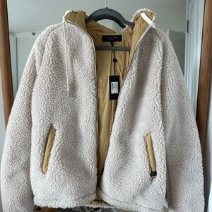 rag & bone Cream Sherpa Jacket with Tan Lining